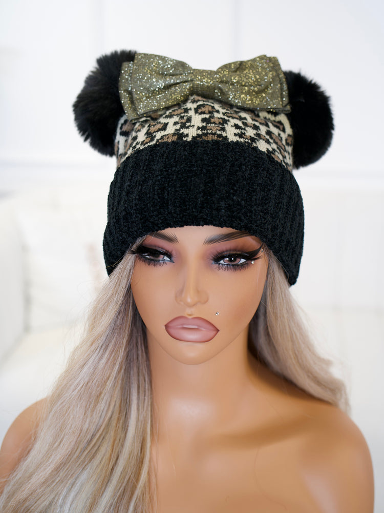 Cheetah Bow Beanie BB708