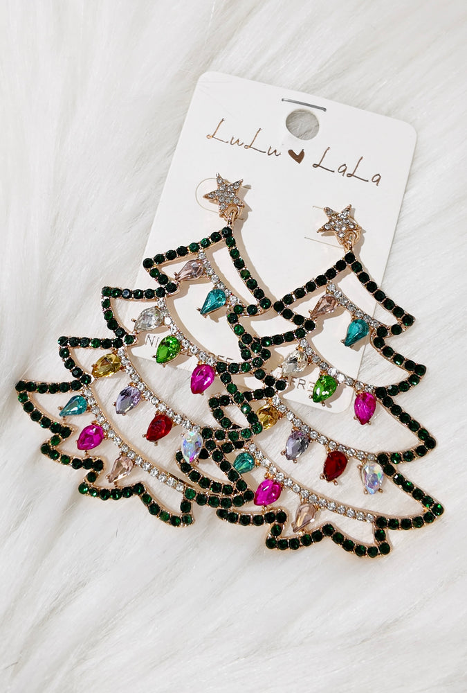 Bling Christmas Tree Earrings (Gold) JW01