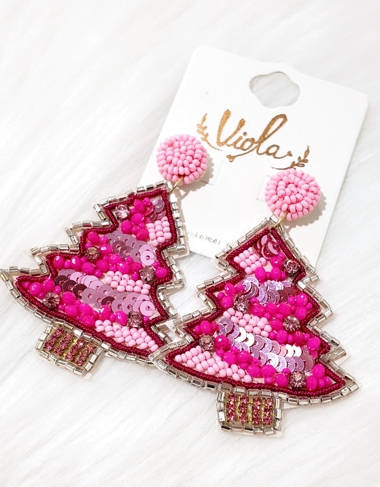 Pink Christmas Earrings JW06