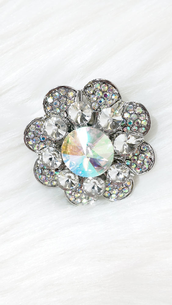 Royal Crystal Stretch Ring Silver Iridescent JW57