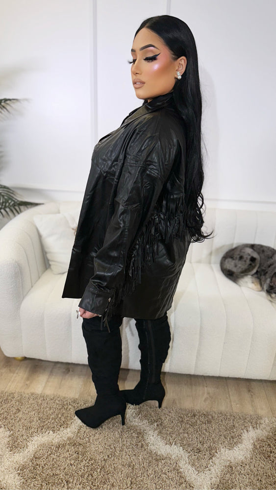 Ghost Town Fringe Faux Leather Jacket CL367