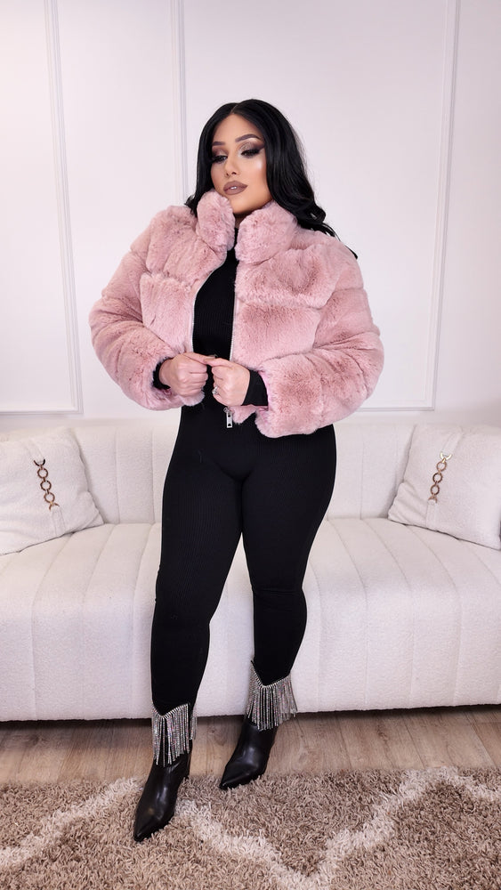 La Primera Faux Fur Pink Jacket CL477