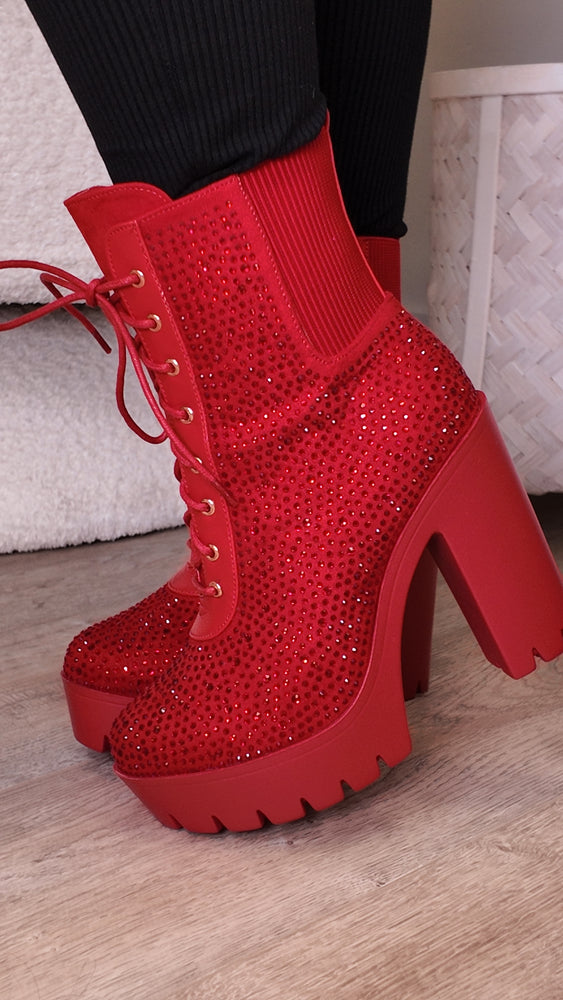 Dorothy Red Crystal Boots SH28