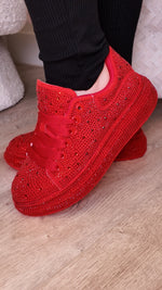 Red Crystal Platform Sneakers SH35