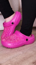 Hot Pink Furry Crystal Shoes SH40