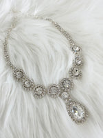 Crystal Tear Drop Choker (Silver) JW32