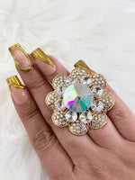 Royal Crystal Stretch Ring Gold Iridescent JW54