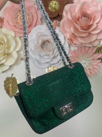 Bolso de mano de cristal verde esmeralda
